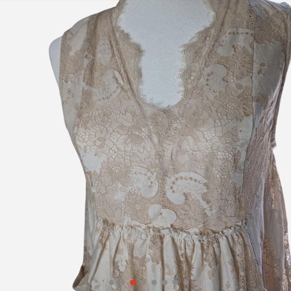 Umgee Elegant Cream and Tan Dress - Picture 3 of 8